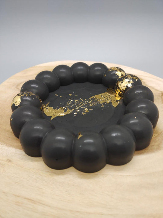 Plateau rond petites bulles Noir